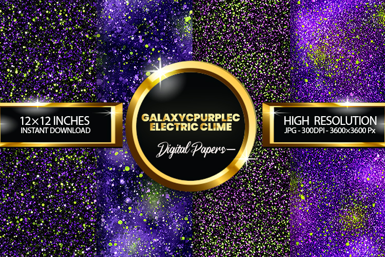 GalaxycPurplecElectric cLime Glitter Digital Papers