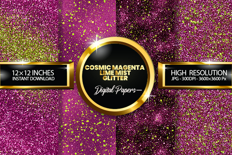 Cosmic Magenta Lime Mist Digital Papers - 04 Varitions