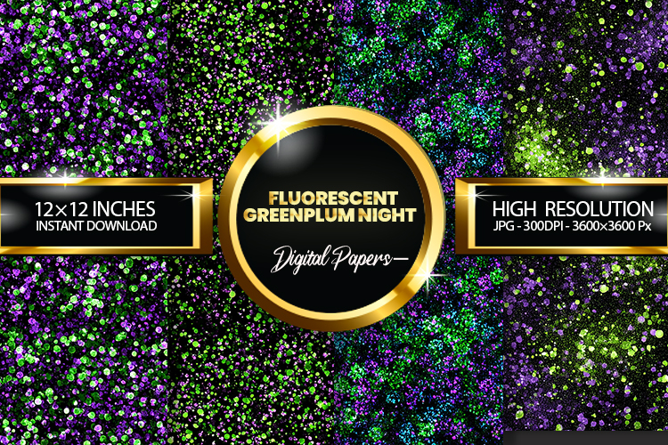 Fluorescent GreenPlum Night Digital Papers - 04 Varitions