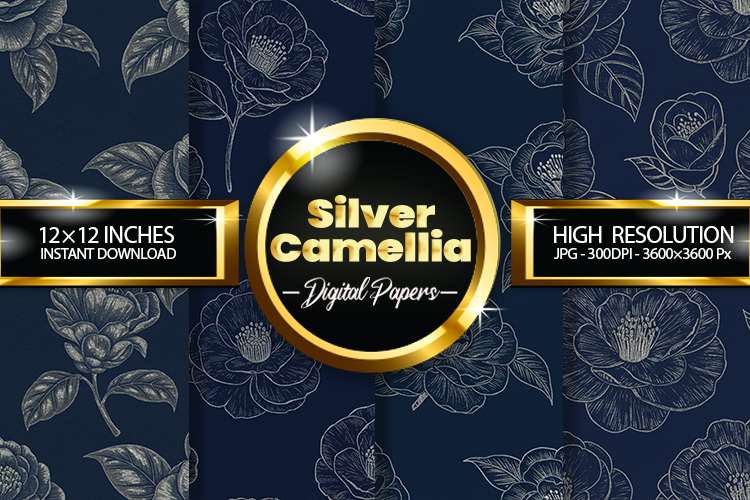 Silver Camellia Digital Papers - 04 Variations