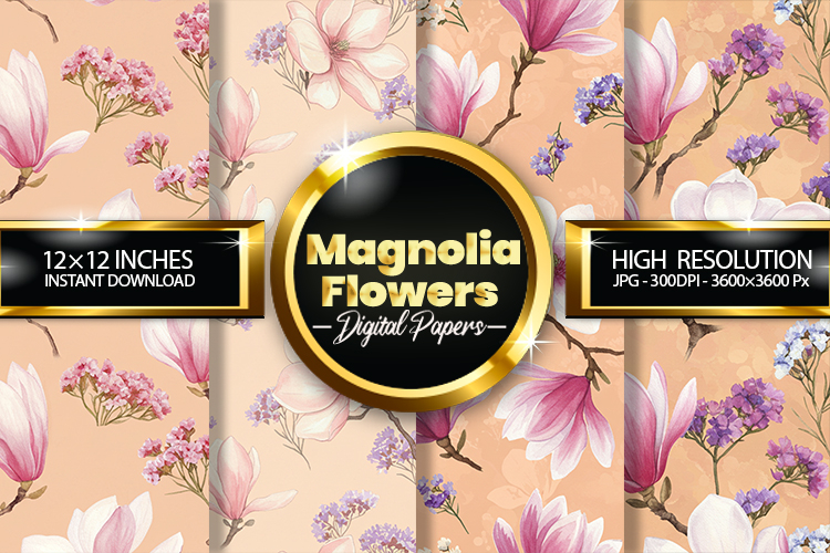 Magnolia Flowers Digital Papers - 04 Variations