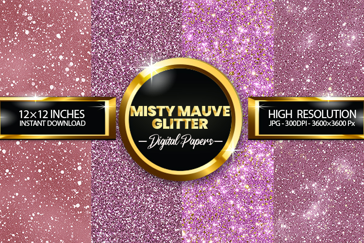 Misty Mauve Glitter Digital Papers - 04 Variations