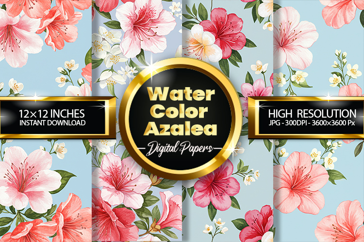 Watercolor Azalea Digital Papers - 04 Variations