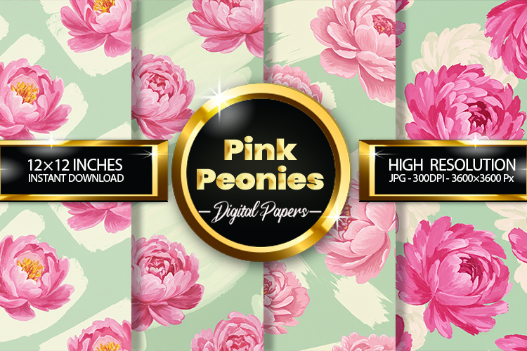 Pink Peonies Digital Papers - 04 Variations