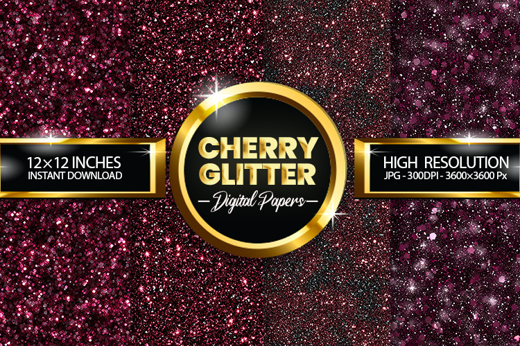 Cherry Glitter Digital Papers - 04 Variations
