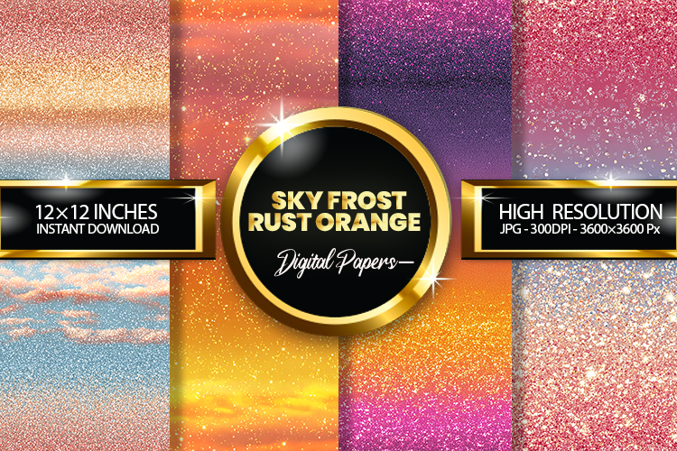 Sky Frost SunsetGlow Glitter Digital Papers - 04 Varitions