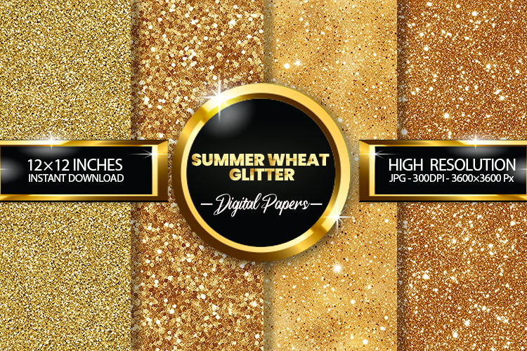 Summer Wheat Glitter Digital Papers - 04 Variations