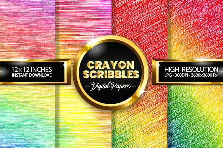 Crayon Scribbles Digital Papers - 04 Variations
