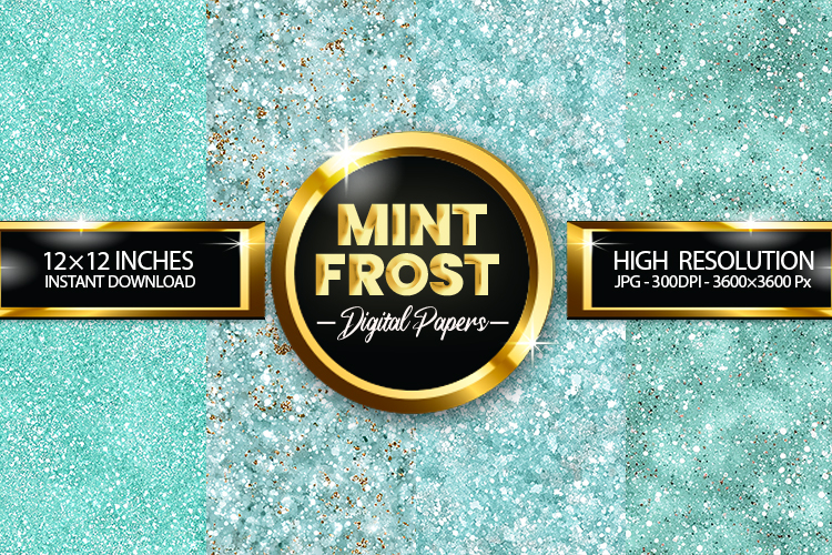 Mint Frost Glitter Digital Papers - 04 Variations