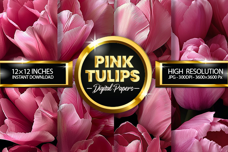 Pink Tulips Digital Papers - 04 Variation