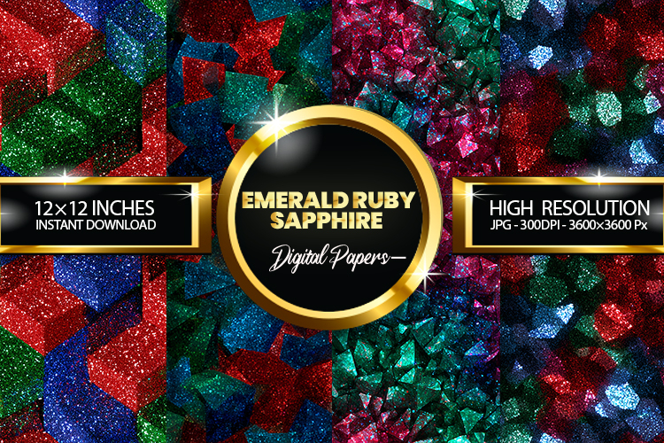 Emerald Ruby Sapphire Digital Papers - 04 Varitions
