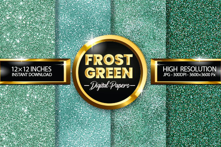 Frost Green Glitter Digital Papers - 04 Variations