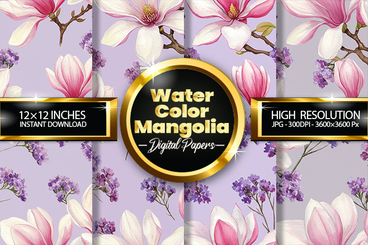 Watercolor Mangolia Digital Papers - 04 Variations