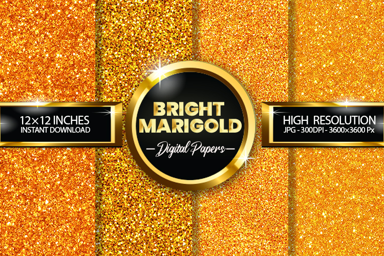 Bright Marigold Glitter Digital Papers - 04 Variations