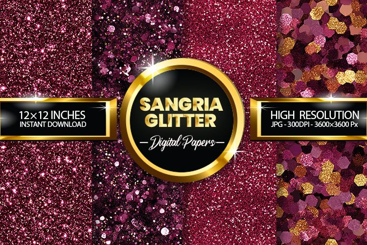 Sangria Glitter Digital Papers - 04 Variations