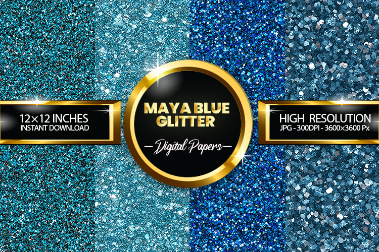 Maya Blue Glitter Digital Papers - 04 Variations