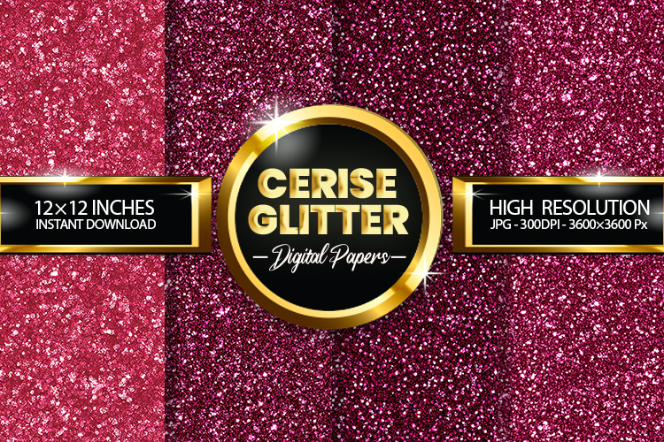 Cerise Glitter Digital Papers - 04 Variations
