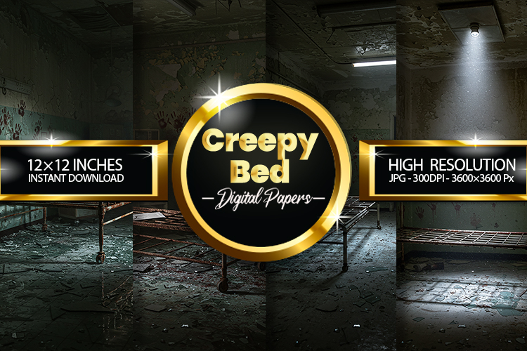 Creepy Bed Digital Papers - 04 Variations example image 1