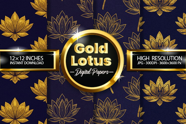 Gold Lotus Digital Papers - 04 Variations