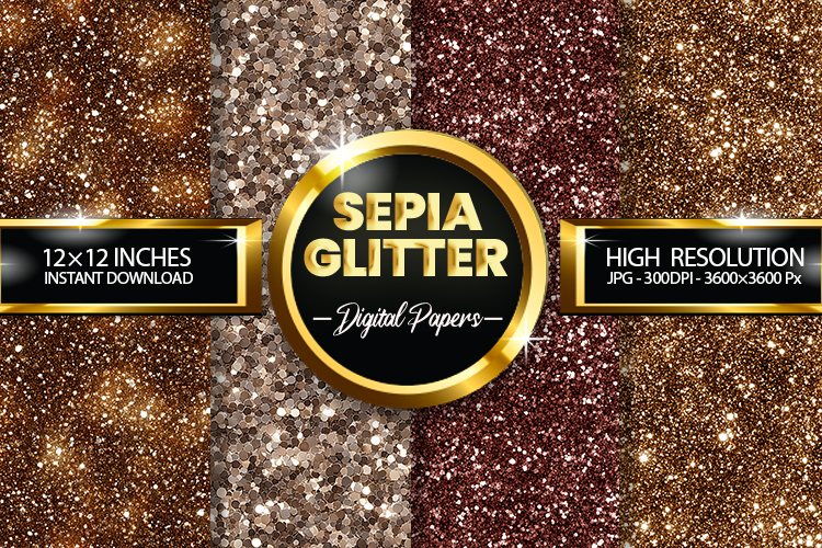 Sepia Glitter Digital Papers - 04 Variations