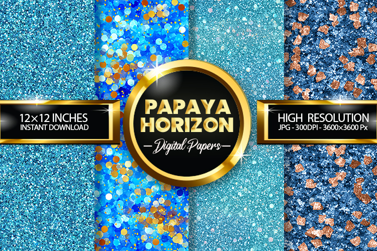 Papaya Horizon Glitter Digital Papers - 04 Variations