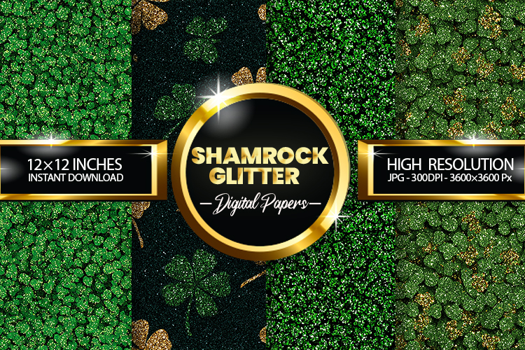 Shamrock Glitter Digital Papers - 04 Variations