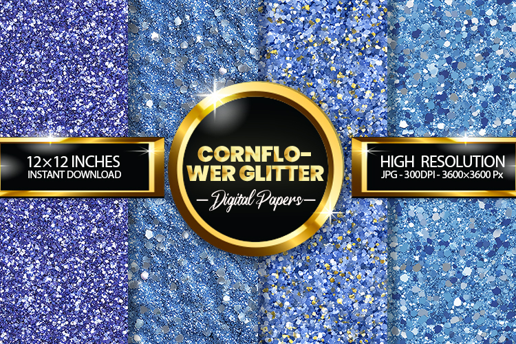 Cornflower Glitter Digital Papers - 04 Variations