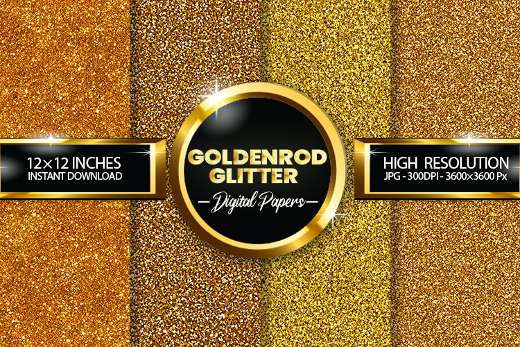 Goldenrod Glitter Digital Papers - 04 Variations