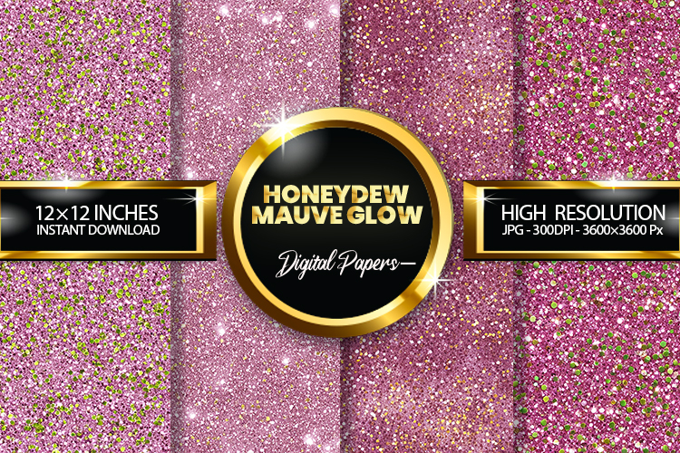 Honeydew Mauve Glow Glitter Digital Papers