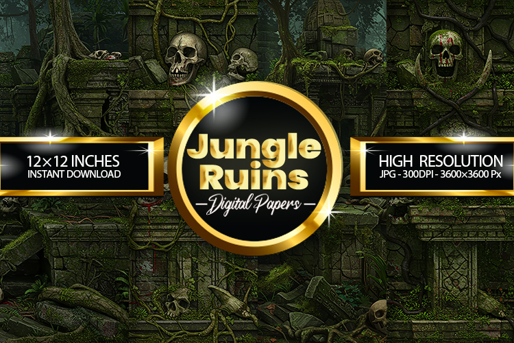 Jungle Ruins Digital Papers - 04 Variation