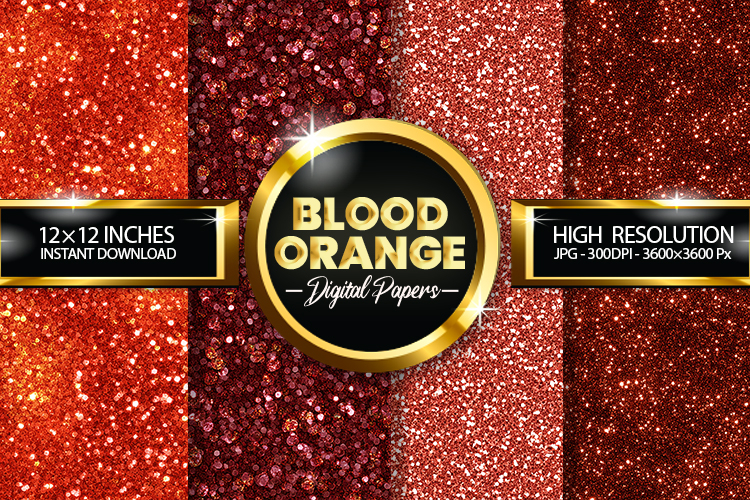 Blood Orange Glitter Digital Papers - 04 Variations