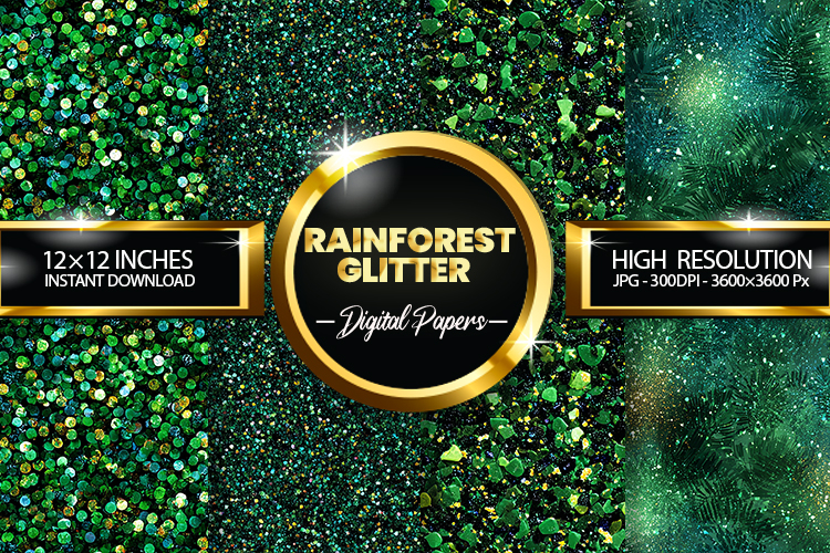 Rainforest Glitter Digital Papers - 04 Variations