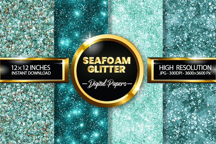 Seafoam Glitter Digital Papers - 04 Variations