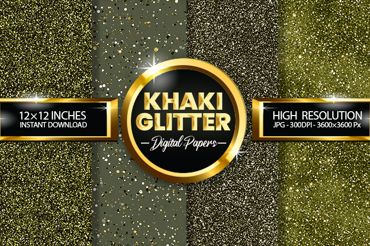 Khaki Glitter Digital Papers - 04 Variations