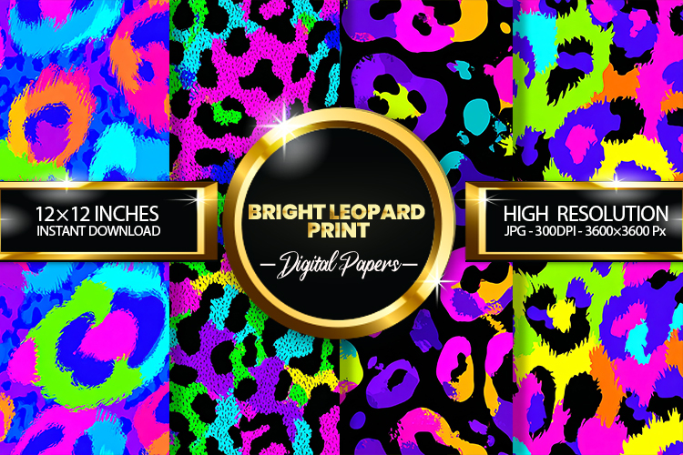 Bright Leopard Print Digital Papers - 04 Variations