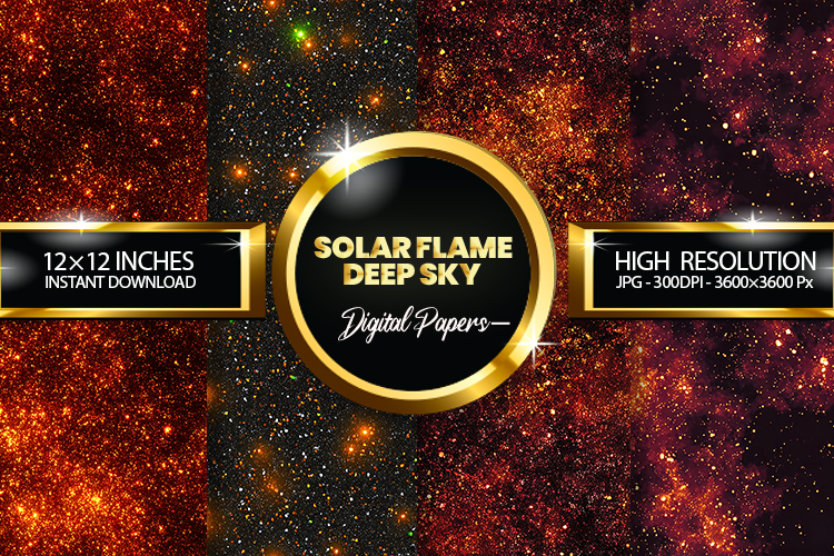 Solar Flame Deep Sky Glitter Digital Papers - 04 Varitions
