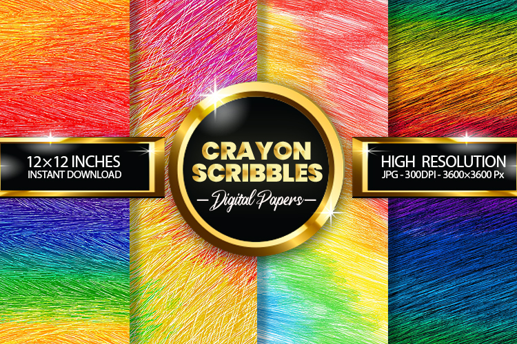 Crayon Scribbles Digital Papers - 04 Variations