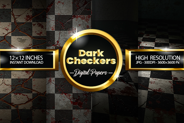 Dark Checkers Digital Papers - 04 Variations