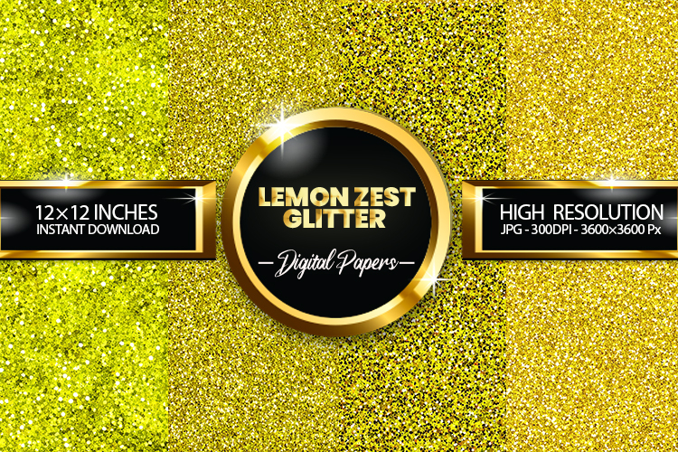 Lemon Zest Glitter Digital Papers - 04 Variations