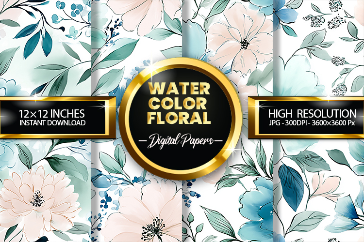Watercolor Floral Digital Papers | Pastel Flowers