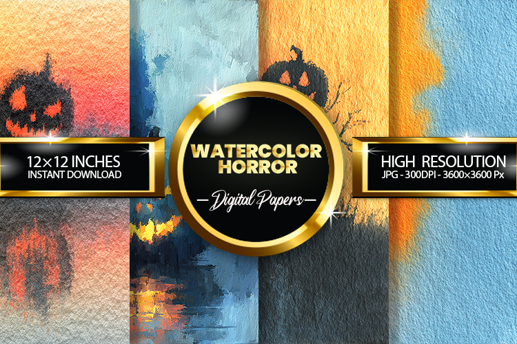 Watercolor Horror Digital Papers - 04 Variati