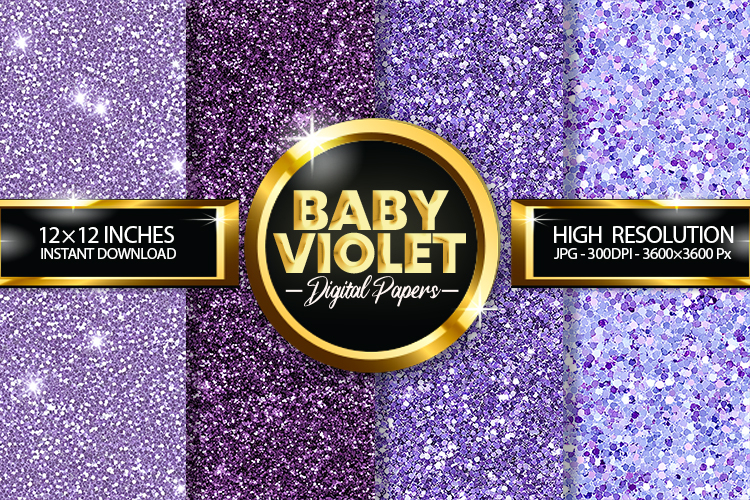 Baby Violet Glitter Digital Papers - 04 Variations example image 1