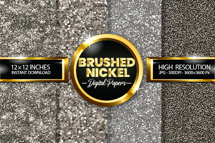 Brushed Nickel Glitter Digital Papers - 04 Variations