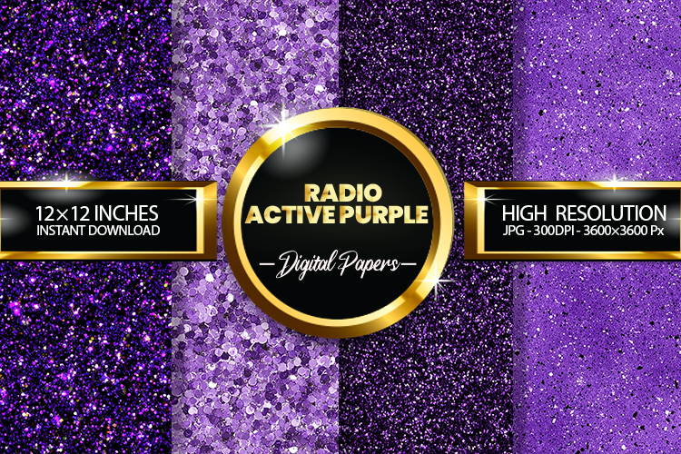 Radioactive Purple Glitter Digital Papers - 04 Variations