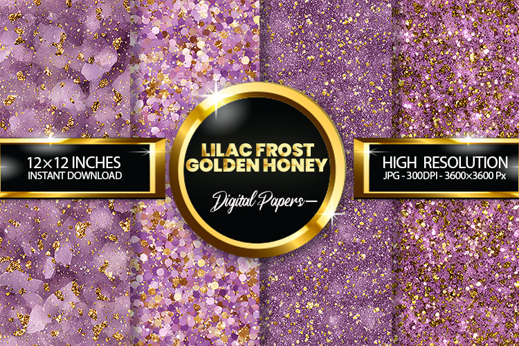 Lilac Frost Golden Honey Glitter Digital Papers
