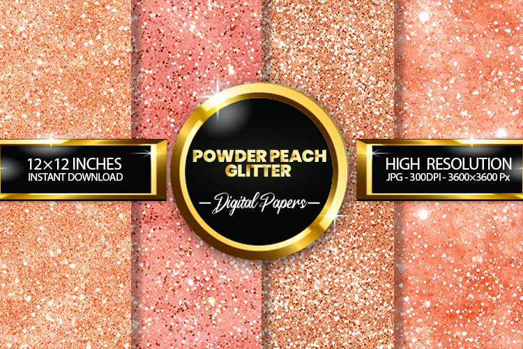 Powder Peach Glitter Digital Papers - 04 Variations
