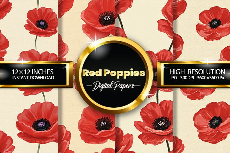 Red Poppies Digital Papers - 04 Variations