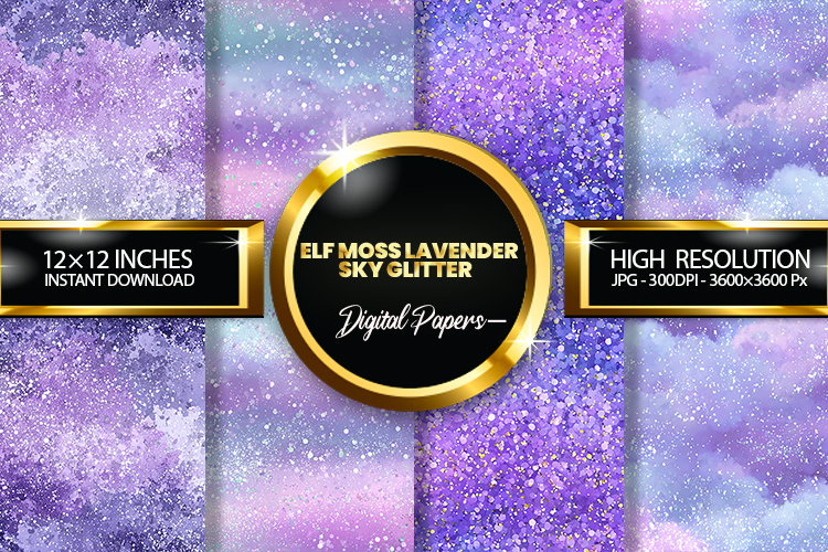 Elf Moss Lavender Sky Digital Papers - 04 Varitions