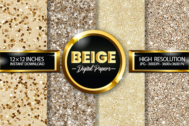 Beige Glitter Digital Papers - 04 Variations