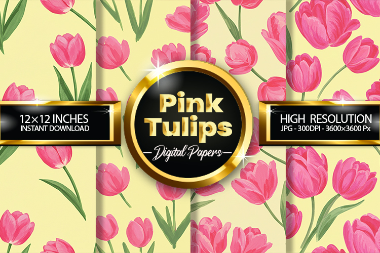 Pink Tulips Digital Papers - 04 Variations